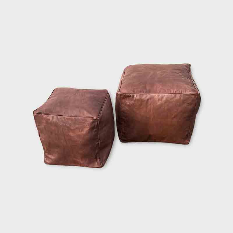 Firkant mørkebrun puf 2 størrelser kopier dark brown poufs without pattern in two sizes