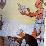 Marokkanisches Kunstwerk von Männern, die auf Keramik malen
