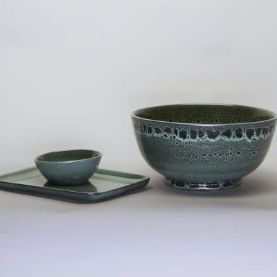 Moroccan stoneware in green marbre