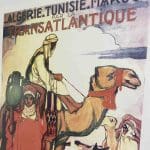 Artwork of Moroccan men riding camels