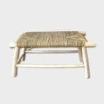 Banc marocain en bois fait main avec assise en raphia tressé