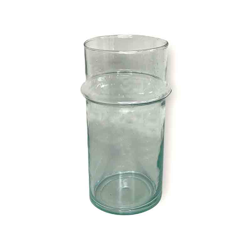 Tibladin Beldi Vase Lille Transparent 1.jpg Liten handgjord transparent beldi vas