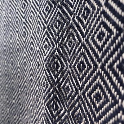 Marokkansk håndvævet hammam håndklæde plaid med blåt marokkansk mønster, tæt