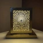 Moroccan handmade table lamp of gold metal with Moroccan pattern