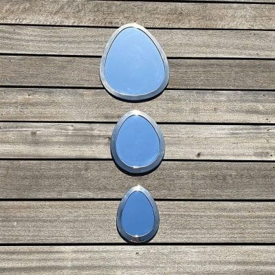 Miroirs marocains en forme d'œuf faits à la main avec bord argenté en trois tailles différentes