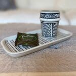 Moroccan beldi mug with black stripe pattern