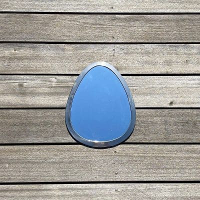 Miroir marocain en forme d'œuf fait main avec bord argenté