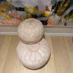 Moroccan round pouf in nude/natural colour