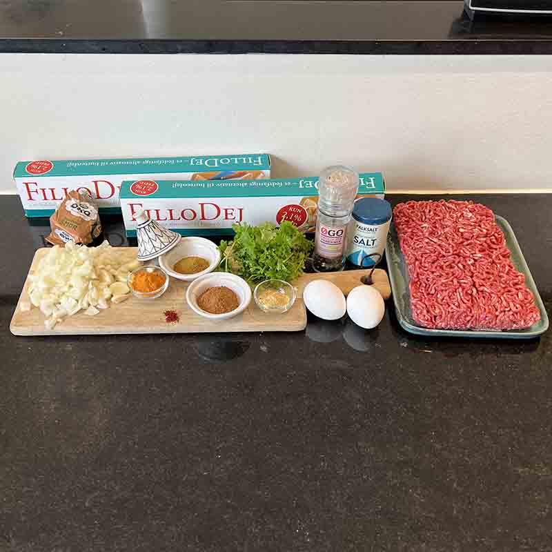 Ingrédients des Briouats Tibladin Ingrédients pour briouats au bœuf