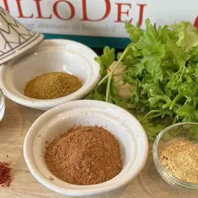 Briouats Tibladin Ingrédients Fermer 600x400 Condiments pour briouats
