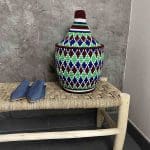 Berber basket in green, blue and brown colours