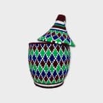 Berber basket in green, blue and brown colours