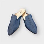 Damenhausschuhe mit fester Sohle aus Jeansstoff