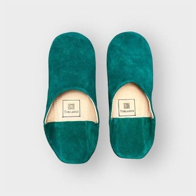 Suède pantoffels groen