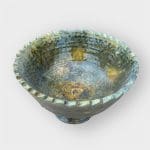 Schüssel auf Fuß mit gewelltem Rand, gelber Tamegroute