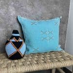 Kussenhoes van cactuszijde turquoise