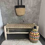 Bench in wood and raffia