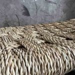 Bench in wood and raffia