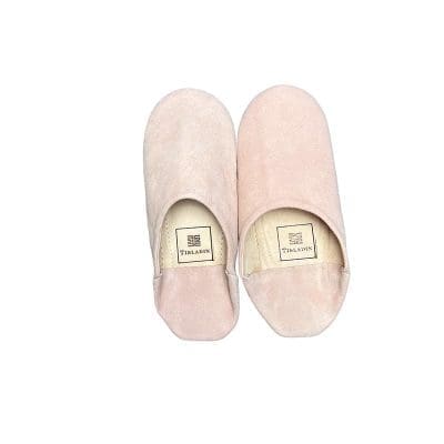 Roze suède pantoffels