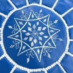 Moroccan leather pouf in a beautiful majorelle blue
