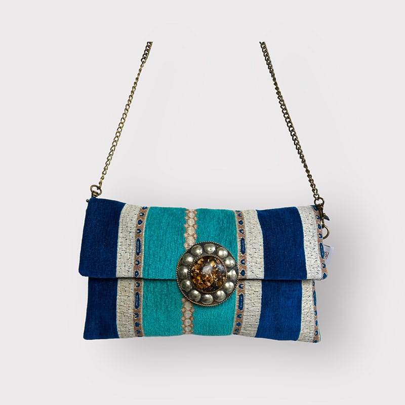 Delphine_håndtaske Handtas in blauwtinten DELPHINE van zachte veloursstof