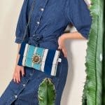 Handtas in blauwtinten DELPHINE van zachte veloursstof