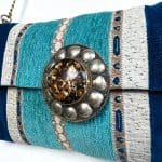Handtas in blauwtinten DELPHINE van zachte veloursstof