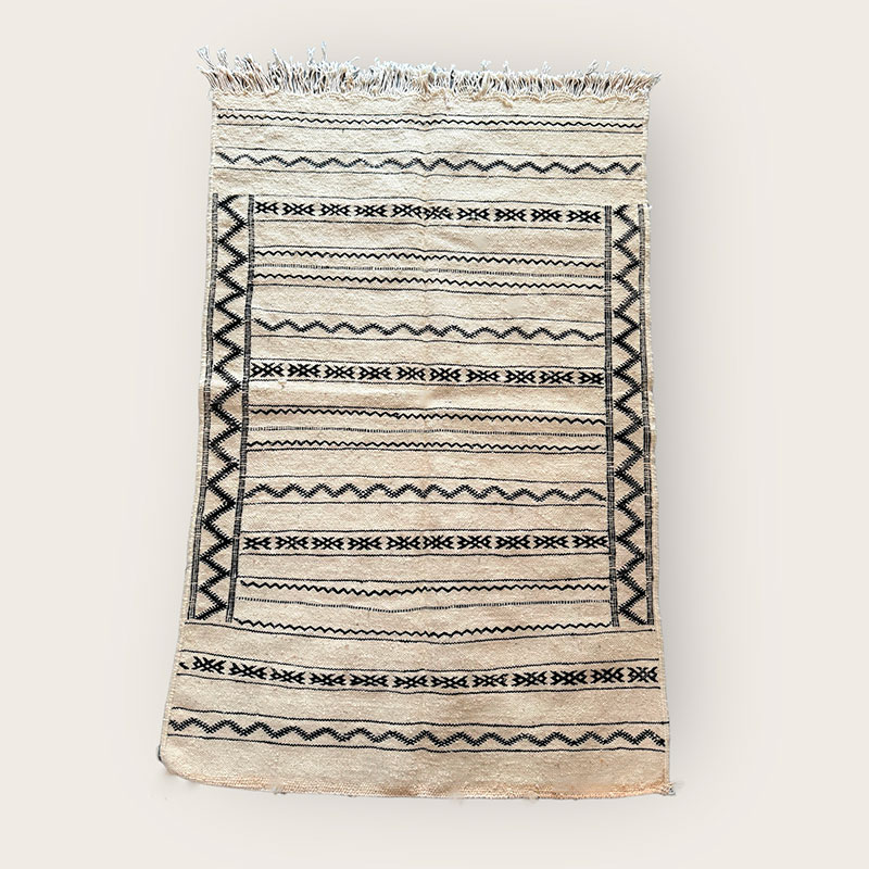 95x150-1 kelim tapijt zemmour_95x150 zwart/wit