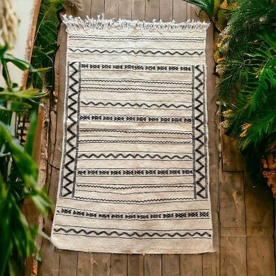 kelim tæppe zemmour_95x150 sort /hvid