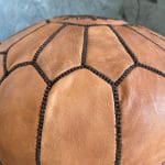 Moroccan pouf light brown with dark brown stitching