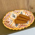 marokkansk keramik tallerken_oval med takket kant_gul