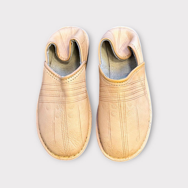 Slippers-med-fast-sål_dame_creme marokkanske slipper/sko til dame creme