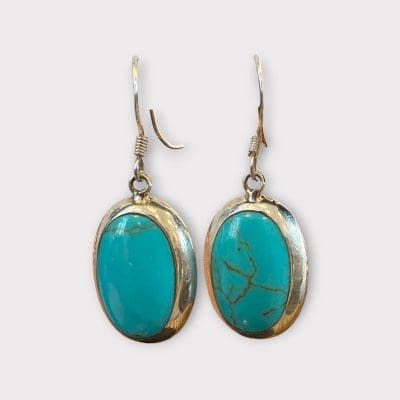 Øreringe_turkis_CLARTÈ_med oval stor turkis