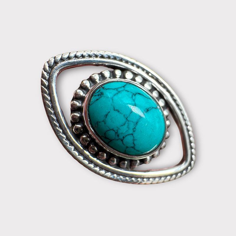 Ring-med-stor-turkis-sten_AMANA_6 Zilveren ring met grote turquoise steen