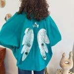 Shirt ANGEL TIDE_ turquoise blue shirt with sewn-on angel wings on the back