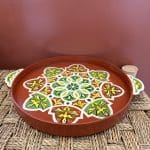 painted wooden tray_TERRA in dusty terracotta and green colors