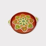 painted wooden tray_TERRA in dusty terracotta and green colors