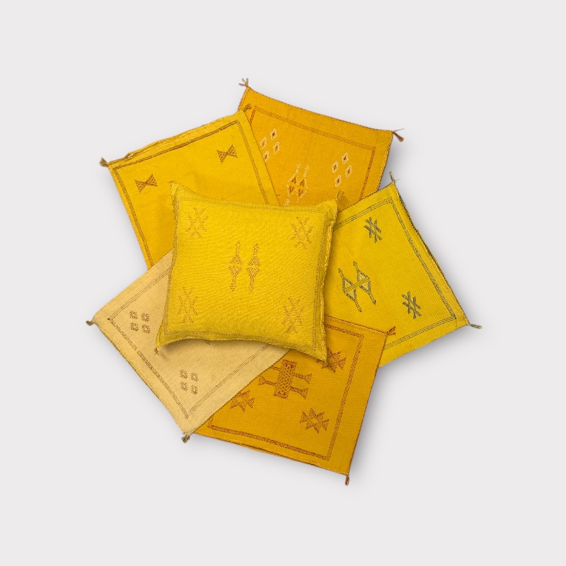 Kaktus silke puder gul toner Housses de coussin Cactus variantes jaune et orange