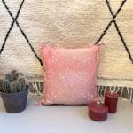 red motif 2. Cactus silk pillowcase with light green patterns.