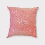 red motif 2. Cactus silk pillowcase with light green patterns.