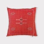 red motif 1. Cactus silk pillowcase with light green patterns.