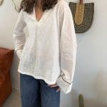 Fleur de brise shirt wit met geborduurd patroon