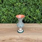 Moroccan ceramic wavy vases petrol