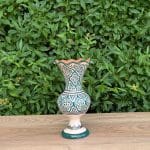 Moroccan ceramic wavy vases petrol