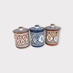 Moroccan jars with flat lids, several colors