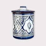 Moroccan jars with flat lids dark blue
