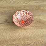 Beautiful Moroccan ceramic bowls with the traditional Moroccan pattern in orange. Measures 20 cm. in diameter and is handmade in Morocco.