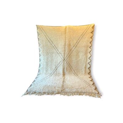 Beni Ouarain tæppe_ZEN måler 217x296 - hvid uld med beige mønster